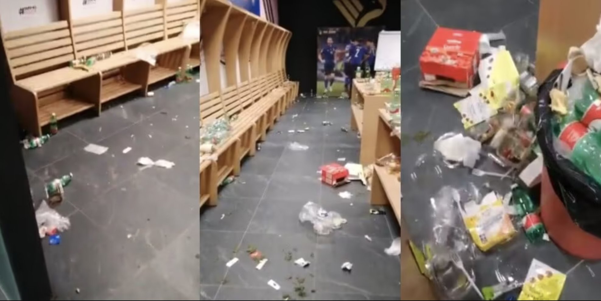 日本0-1哥斯達黎加后更衣室像垃圾場