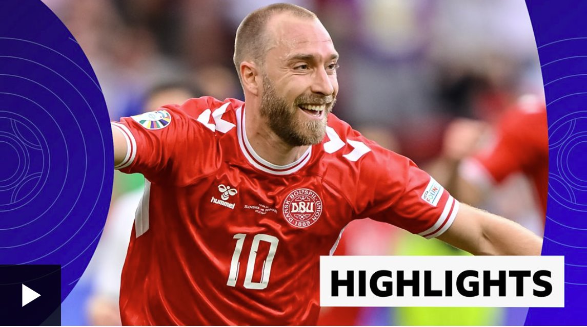 克里斯蒂安·埃里克森為丹麥隊攻入一球后,斯洛文尼亞隊獲得一分