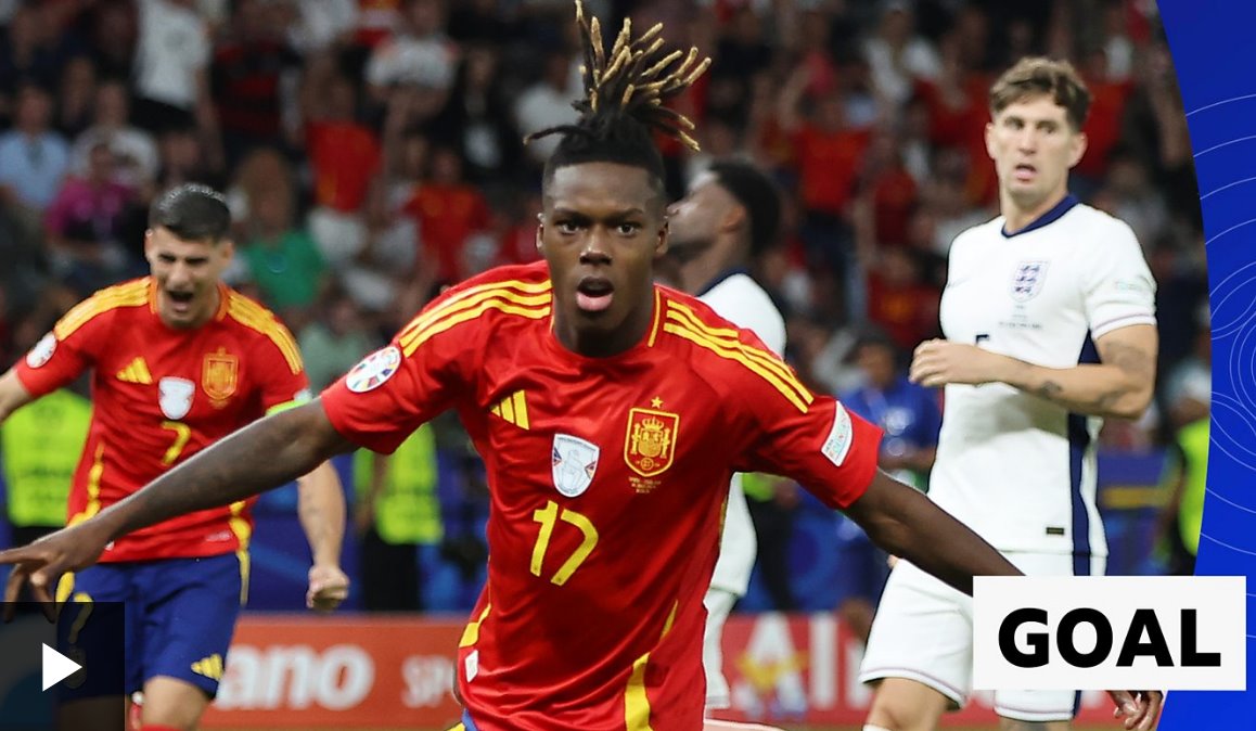 亞馬爾和威廉姆斯配合默契，為西班牙打進(jìn)決賽第一個進(jìn)球。