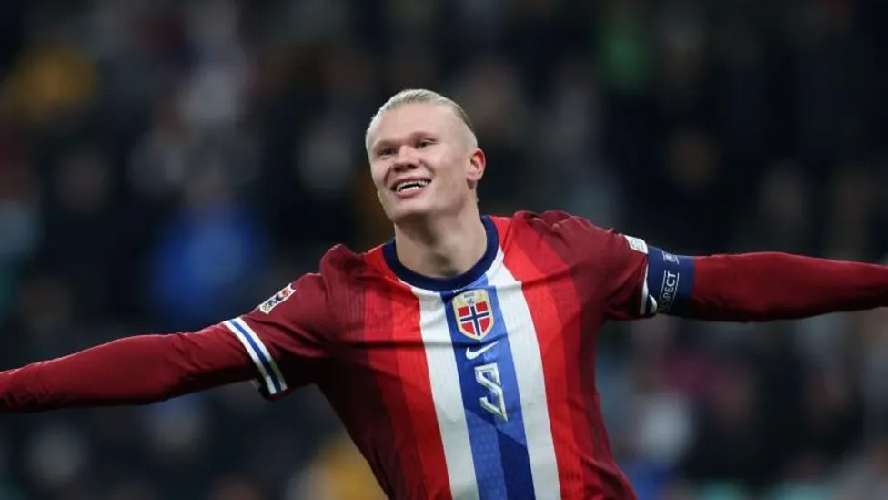 埃爾林&middot;哈蘭德為挪威隊(duì)出場(chǎng)38次，攻入35球