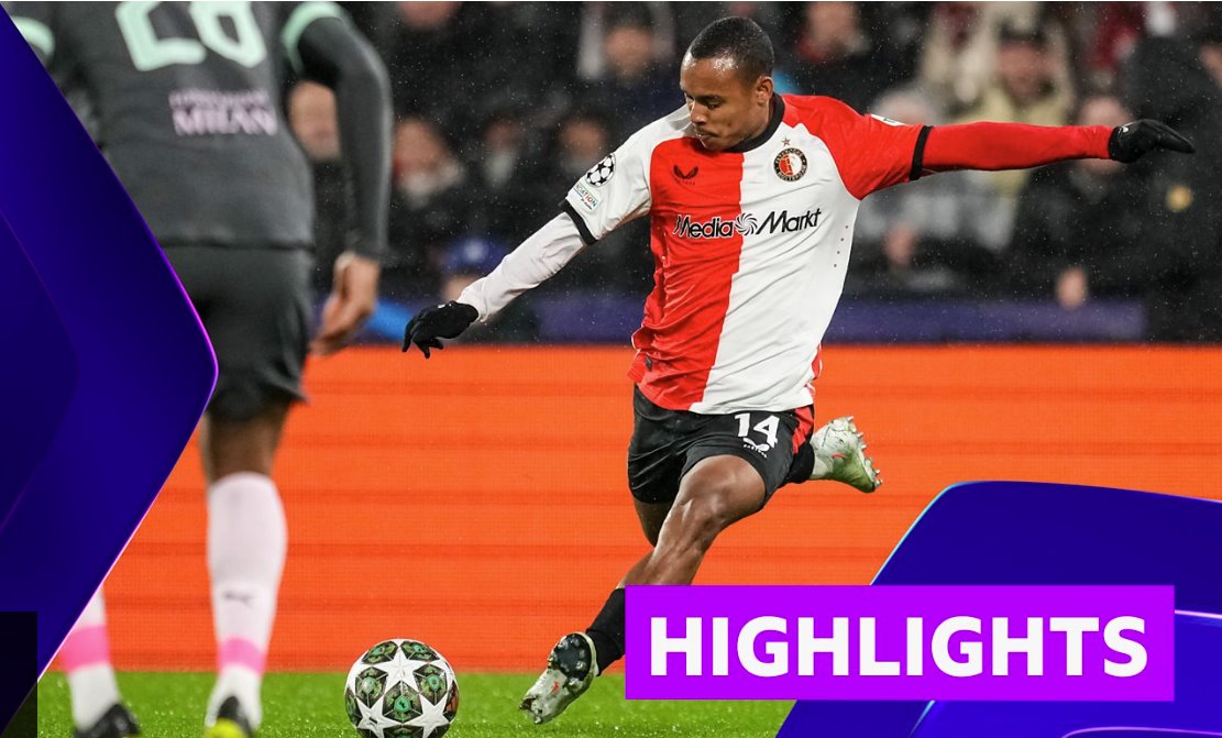 歐冠賽場亮點：費耶諾德1-0AC米蘭