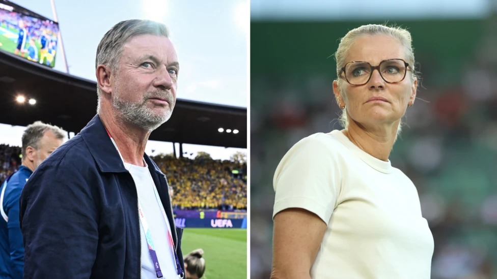 瑞典隊主教練彼得&middot;格哈德森和英格蘭隊主教練薩麗娜&middot;維格曼