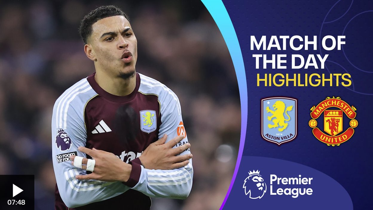 羅杰斯梅開二度，幫助維拉戰(zhàn)勝曼聯(lián)