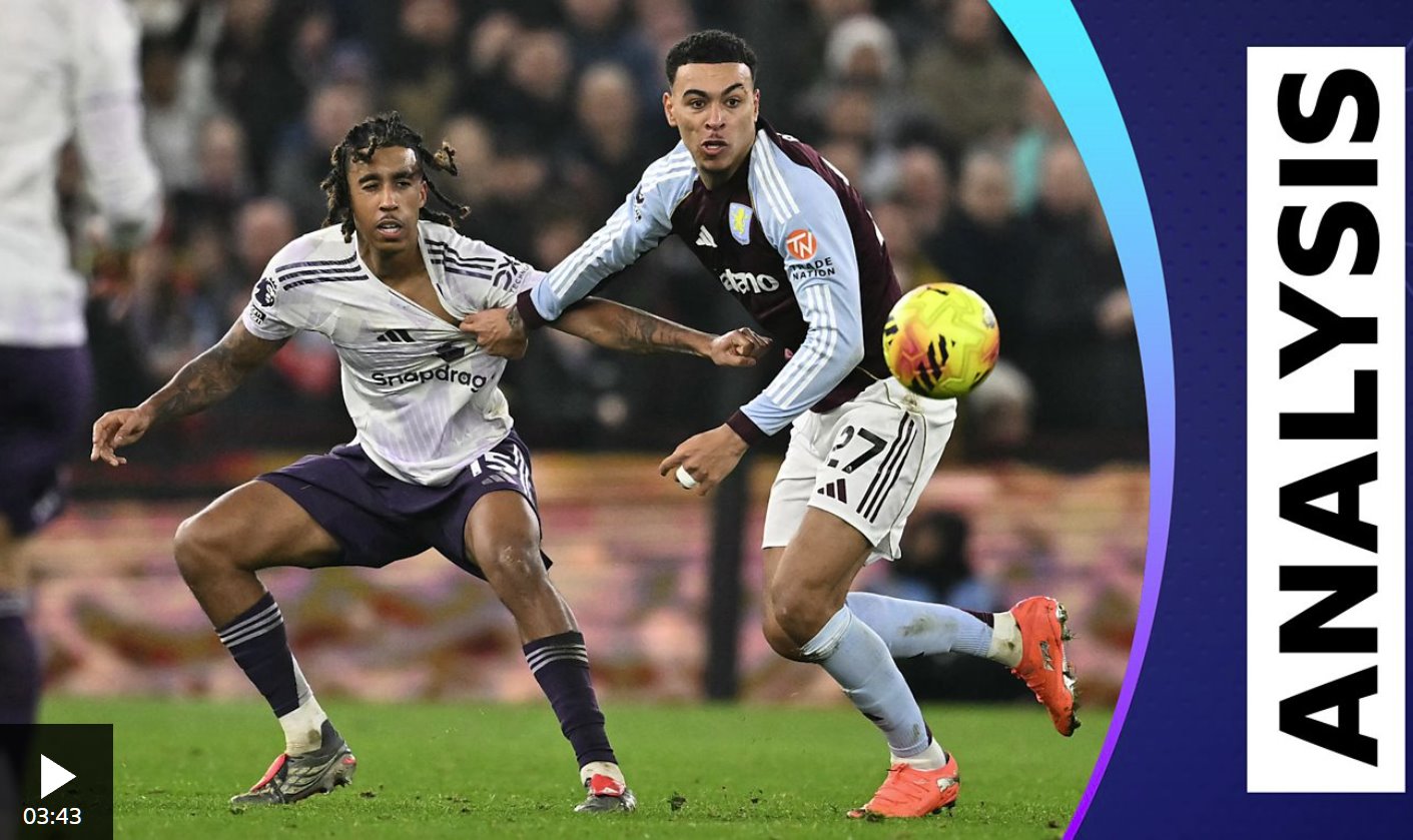 羅杰斯梅開(kāi)二度，幫助阿斯頓維拉2-1曼聯(lián)