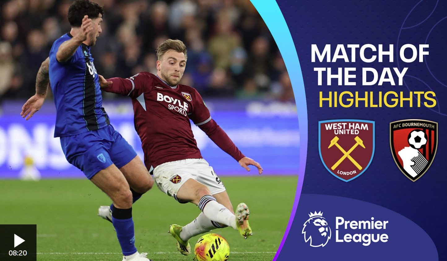 西漢姆聯(lián)隊(duì)與伯恩茅斯隊(duì)互交白卷